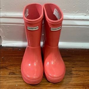 Hunter rain boots toddler glittery pink